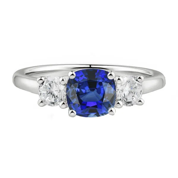 HarryChadEntcom Rings White Gold 3 Stone Ring Cushion Ceylon Sapphire 250 Carats Jewelry HarryChadEntcom Rings White Gold 3 Stone Ring Cushion Ceylon Sapphire 250 Carats Jewelry