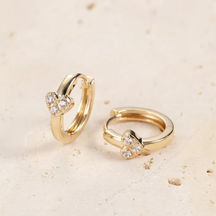 Hey Happiness Amore Huggie Hoop Earrings 14K Gold Earrings Hey Happiness Amore Huggie Hoop Earrings 14K Gold Earrings