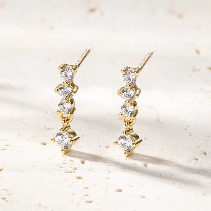 Hey Happiness Earrings Quartet Drop Stud Earrings Sterling Silver Hey Happiness Earrings Quartet Drop Stud Earrings Sterling Silver