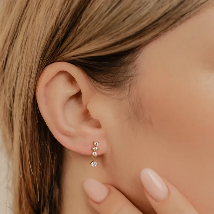 Hey Happiness Earrings Quartet Drop Stud Earrings Sterling Silver Hey Happiness Earrings Quartet Drop Stud Earrings Sterling Silver