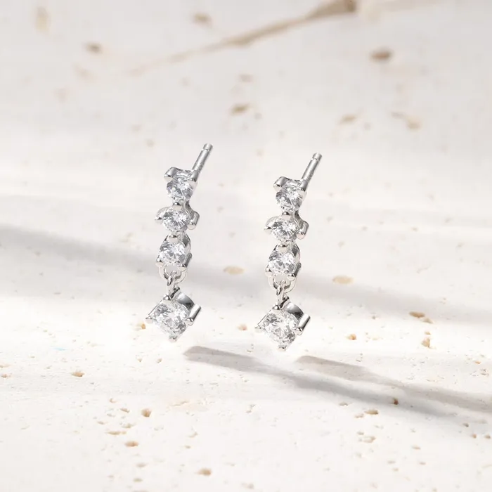 Hey Happiness Earrings Quartet Drop Stud Earrings Sterling Silver Hey Happiness Earrings Quartet Drop Stud Earrings Sterling Silver