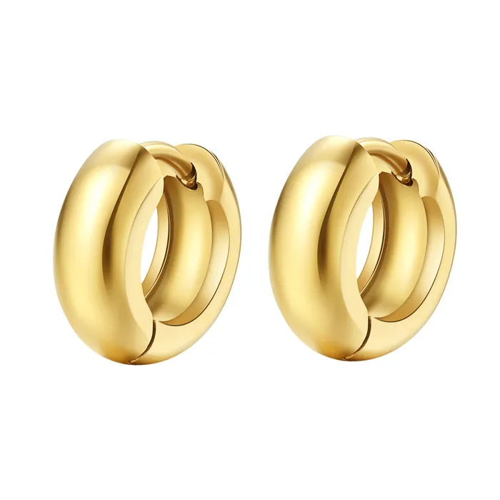 Hey Happiness Earrings Small Chunky Hoop Earrings Gold