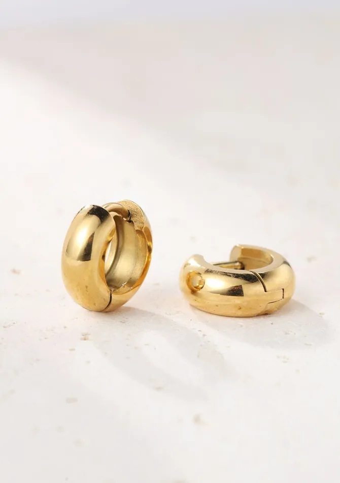 Hey Happiness Earrings Small Chunky Hoop Earrings Gold Hey Happiness Earrings Small Chunky Hoop Earrings Gold