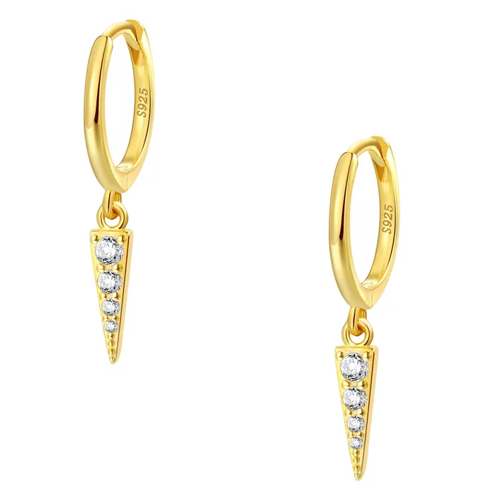 Hey Happiness Earrings Spike Huggie Earrings Sterling Silver Gold