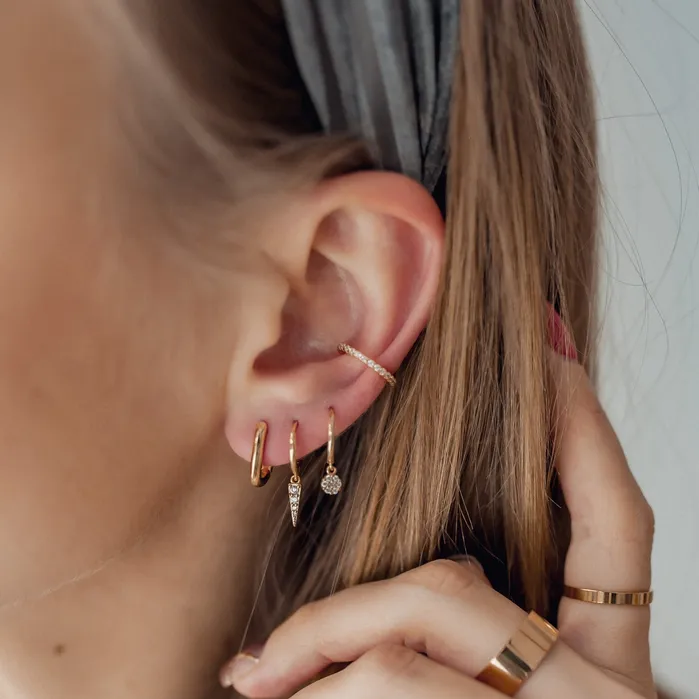 Hey Happiness Earrings Spike Huggie Earrings Sterling Silver Gold Hey Happiness Earrings Spike Huggie Earrings Sterling Silver Gold