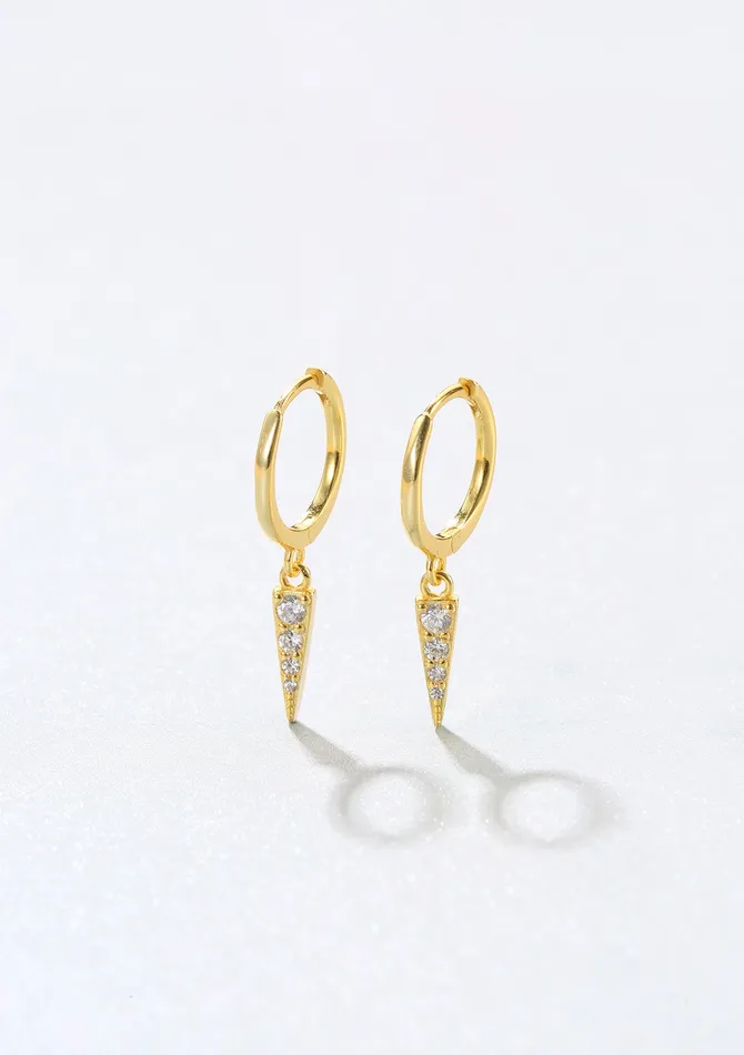 Hey Happiness Earrings Spike Huggie Earrings Sterling Silver Gold Hey Happiness Earrings Spike Huggie Earrings Sterling Silver Gold