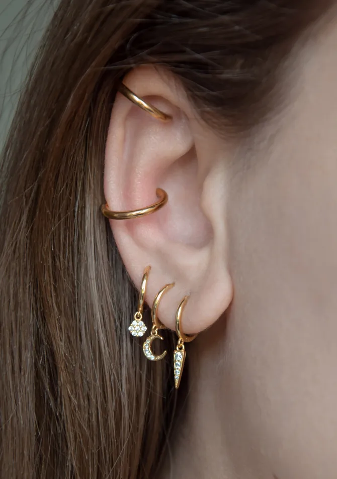 Hey Happiness Earrings Spike Huggie Earrings Sterling Silver Gold Hey Happiness Earrings Spike Huggie Earrings Sterling Silver Gold