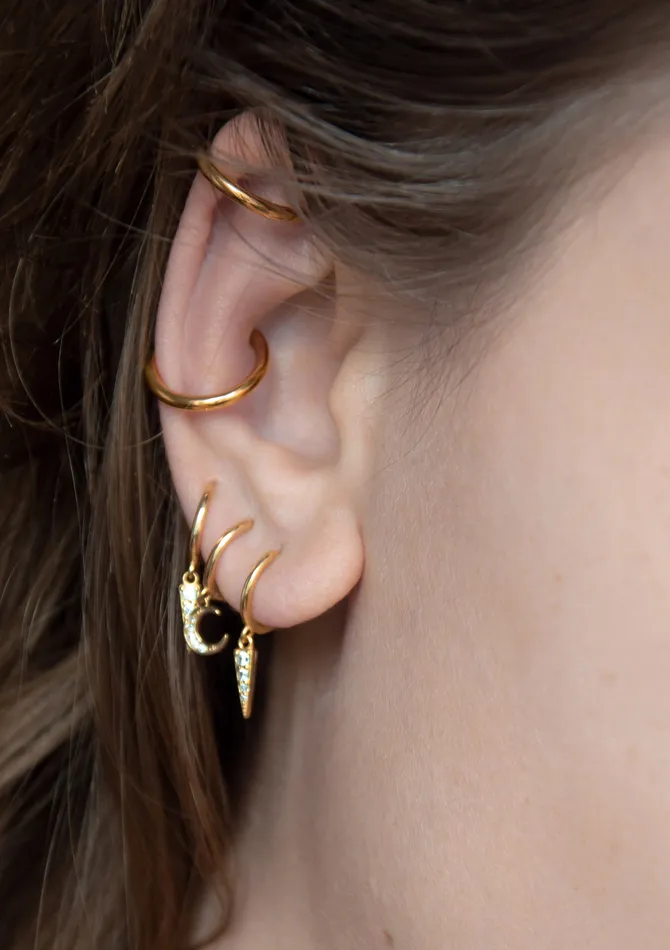 Hey Happiness Earrings Spike Huggie Earrings Sterling Silver Gold Hey Happiness Earrings Spike Huggie Earrings Sterling Silver Gold