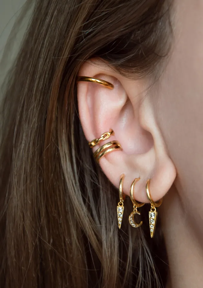 Hey Happiness Earrings Spike Huggie Earrings Sterling Silver Gold Hey Happiness Earrings Spike Huggie Earrings Sterling Silver Gold