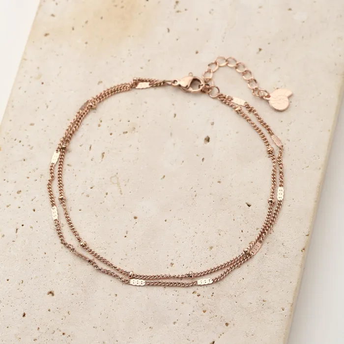 Hey Happiness Necklaces Duo Chain Anklet Rose Gold Hey Happiness Necklaces Duo Chain Anklet Rose Gold