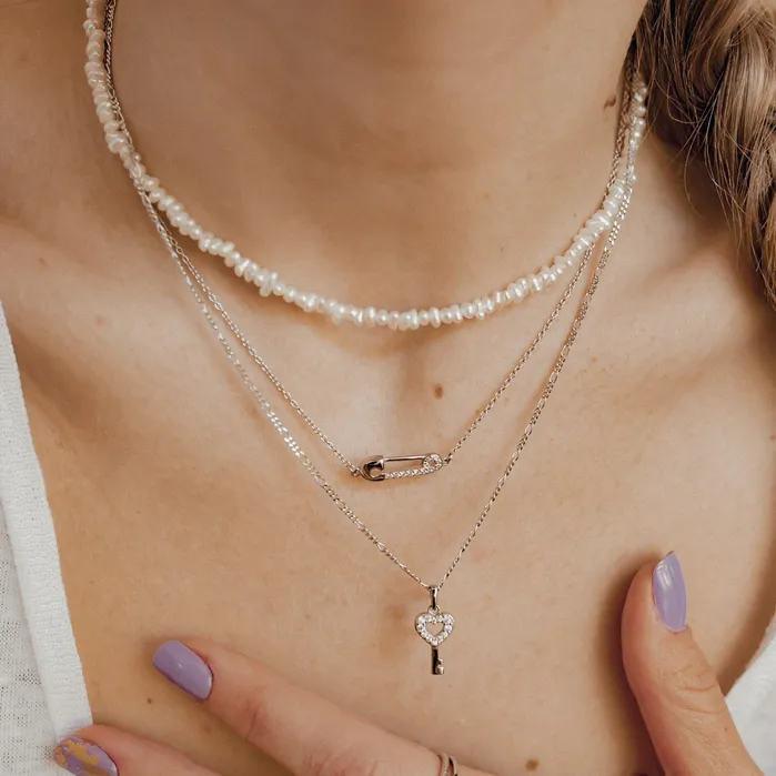 Hey Happiness Necklaces Fine Figaro Chain Necklace Sterling Silver Hey Happiness Necklaces Fine Figaro Chain Necklace Sterling Silver