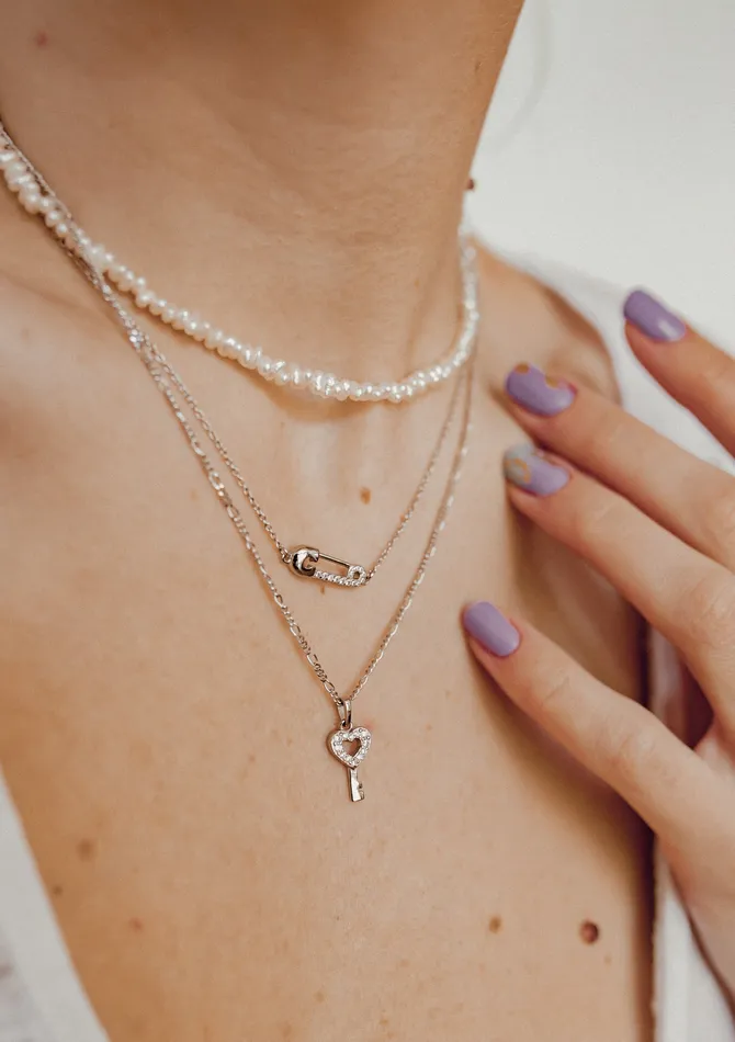 Hey Happiness Necklaces Fine Figaro Chain Necklace Sterling Silver Hey Happiness Necklaces Fine Figaro Chain Necklace Sterling Silver