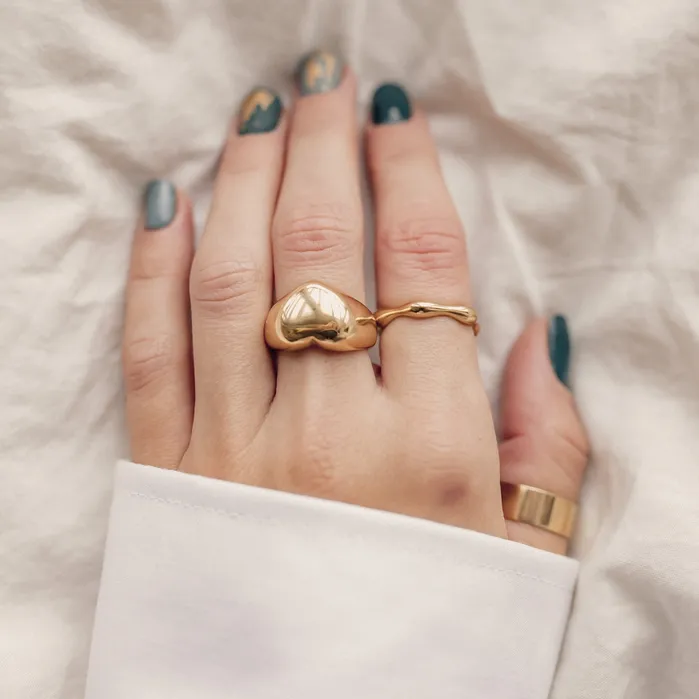 Hey Happiness Rings Chunky Heart Ring Gold Hey Happiness Rings Chunky Heart Ring Gold