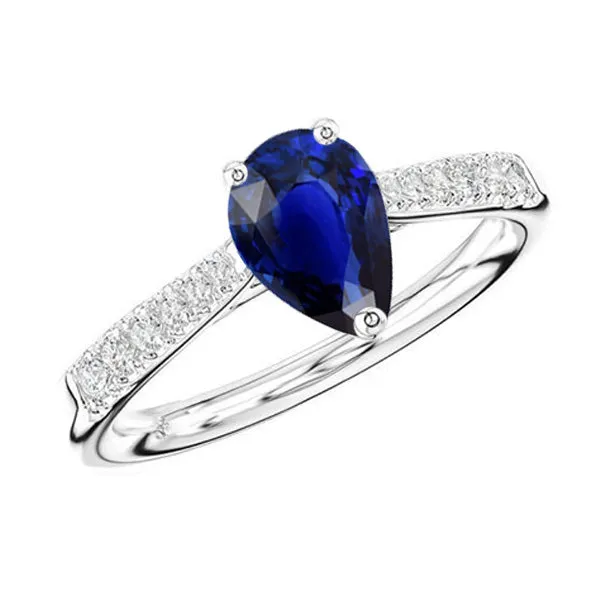 Ladies Natural Earth Mined Diamond Jewelry Blue Sapphire Ring Pear Shaped 3 Carats HarryChadEntcom Rings Ladies Natural Earth Mined Diamond Jewelry Blue Sapphire Ring Pear Shaped 3 Carats HarryChadEntcom Rings