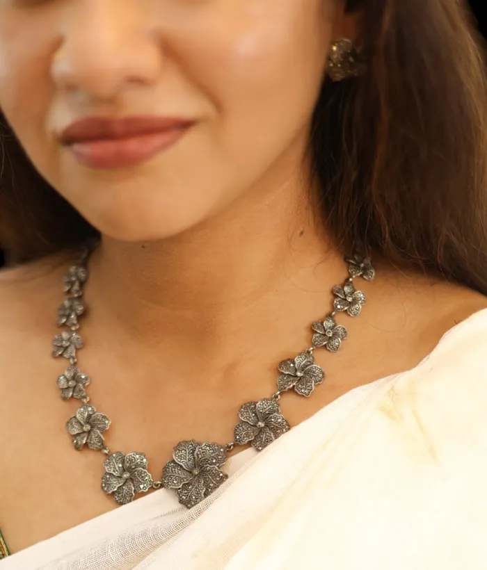Marcasite Earrings The Fragipani Silver Marcasite Necklace Earrings