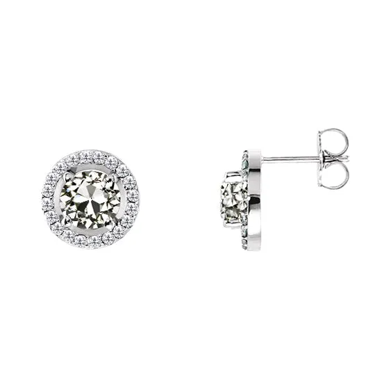 Mined Diamond Round Halo Old Cut Stud Earring 4 Prong Set Gold 250 Carats HarryChadEntcom Earrings Mined Diamond Round Halo Old Cut Stud Earring 4 Prong Set Gold 250 Carats HarryChadEntcom Earrings