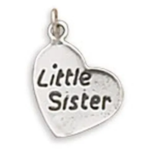 MMA MMA Oxidized Little Sister Heart Charm Charm Necklaces