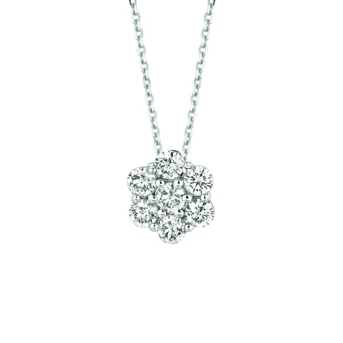 Necklaces GB Natural Earth Mined Diamond Flower Necklace Pendant 175 Carats 14K White Gold Necklaces GB Natural Earth Mined Diamond Flower Necklace Pendant 175 Carats 14K White Gold