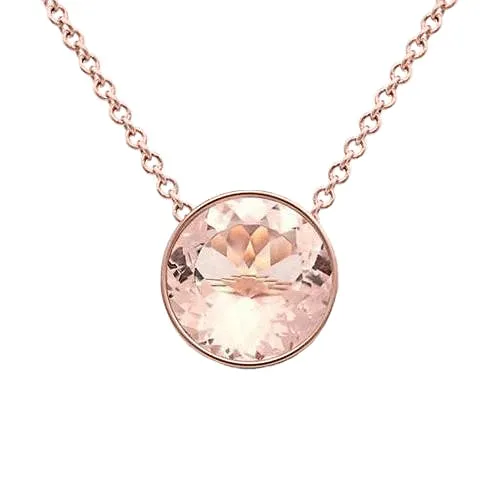 Necklaces GB Solitaire Bezel Set Morganite 30 Ct Pendant With Chain Gold Rose 14K Necklaces GB Solitaire Bezel Set Morganite 30 Ct Pendant With Chain Gold Rose 14K