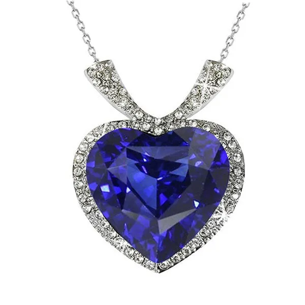 Necklaces HarryChadEntcom Heart Dark Blue Sapphire Natural Earth Mined Diamond Halo Pendant Necklace 7 Carats Necklaces HarryChadEntcom Heart Dark Blue Sapphire Natural Earth Mined Diamond Halo Pendant Necklace 7 Carats