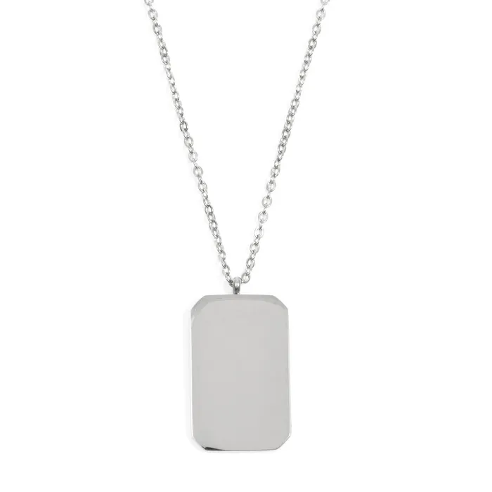 Necklaces Hey Happiness Rectangle Pendant Long Necklace Silver