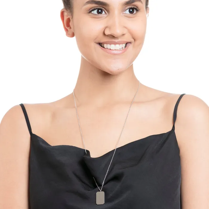 Necklaces Hey Happiness Rectangle Pendant Long Necklace Silver Necklaces Hey Happiness Rectangle Pendant Long Necklace Silver