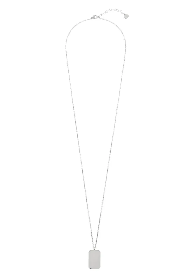 Necklaces Hey Happiness Rectangle Pendant Long Necklace Silver Necklaces Hey Happiness Rectangle Pendant Long Necklace Silver