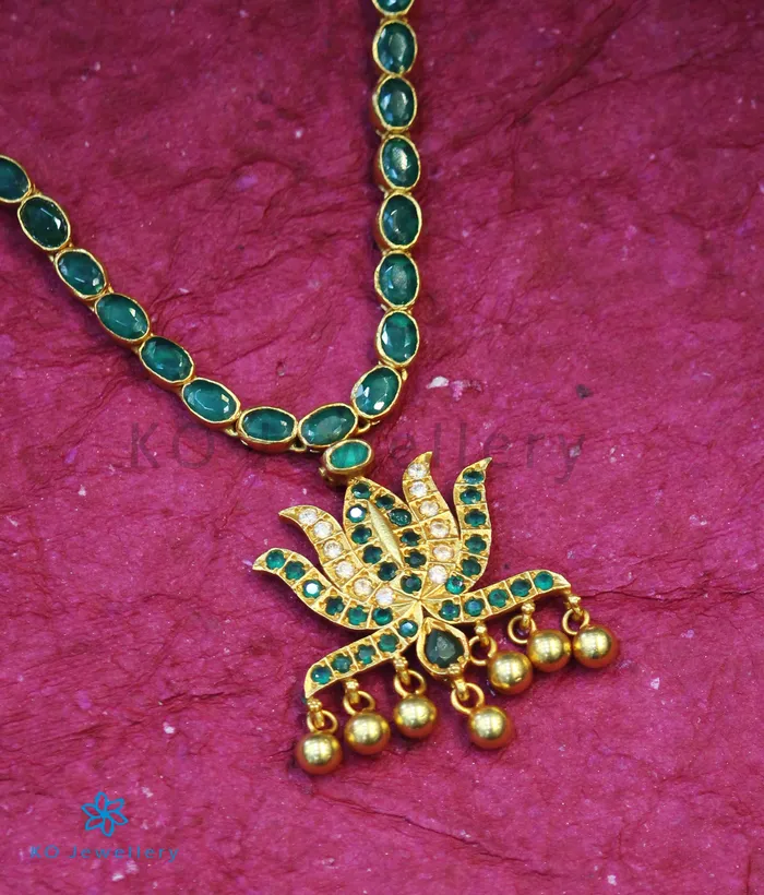 Necklaces Silversmith The Abja Silver Kempu Necklace Green