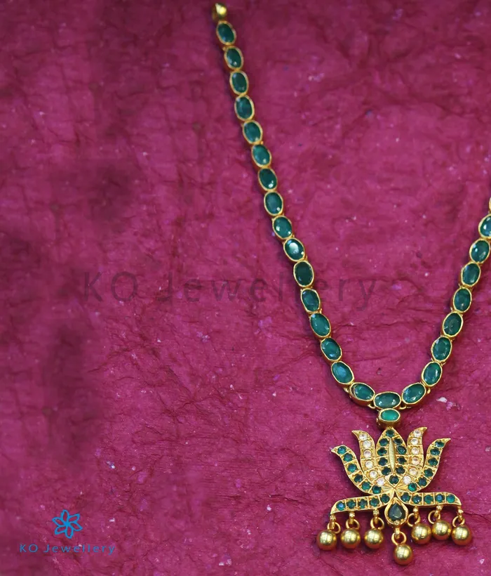 Necklaces Silversmith The Abja Silver Kempu Necklace Green