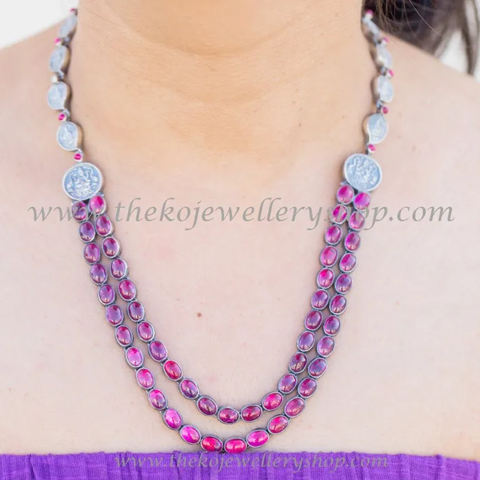 Necklaces Silversmith The Aparajita Silver Lakshmi Coin Necklace Oxidised