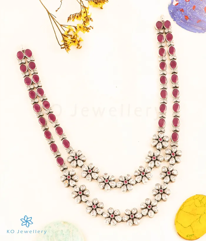 Necklaces Silversmith The Indrani 2 layer Silver Kemp Necklace RedWhiteOxidised Necklaces Silversmith The Indrani 2 layer Silver Kemp Necklace RedWhiteOxidised
