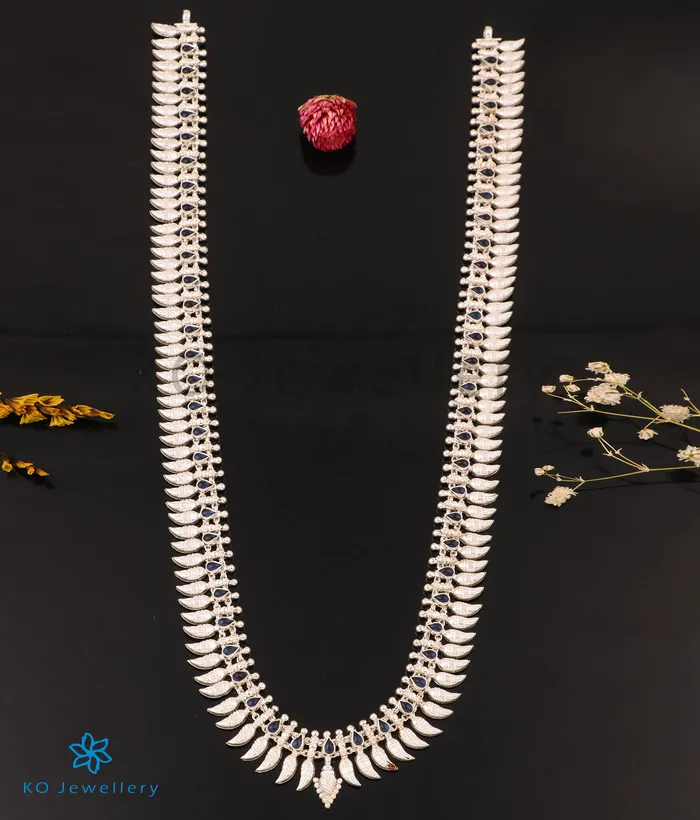 Necklaces Silversmith The Malligai Arumbumalai Antique Silver Necklace LongBlue
