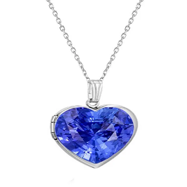 Necklaces Solitaire Locket Pendant Heart Ceylon Sapphire 14K White Gold 3 Carats HarryChadEntcom Necklaces Solitaire Locket Pendant Heart Ceylon Sapphire 14K White Gold 3 Carats HarryChadEntcom
