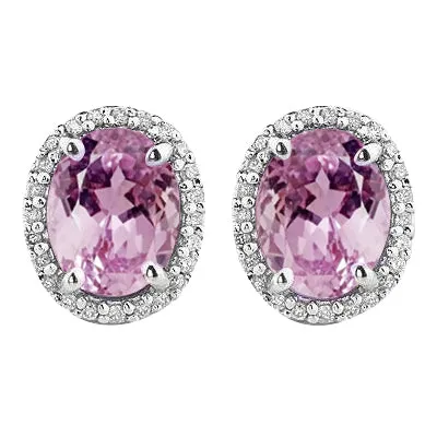 New Oval Cut Kunzite Natural Earth Mined Diamond Studs White Gold 3048 Carats GB Earrings New Oval Cut Kunzite Natural Earth Mined Diamond Studs White Gold 3048 Carats GB Earrings