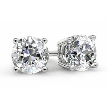 Old European Big Sparkling 6 Ct Natural Earth Mined Diamond Ladies Studs Earrings Gold 14K GB Earrings