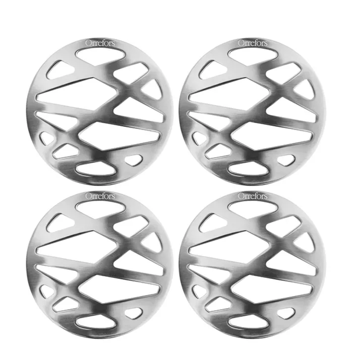 Orrefors City Coasters Set of 4 Stainless Steel Silver Orrefors Bracelets