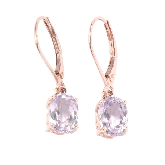 Oval Cut Pink Kunzite Lady Dangle Earrings Rose Gold 14K 26 Ct GB Earrings Oval Cut Pink Kunzite Lady Dangle Earrings Rose Gold 14K 26 Ct GB Earrings