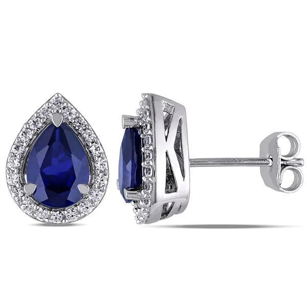 Pear Ceylon Blue Sapphire Natural Earth Mined Diamonds 345 Ct Studs Earring White Gold 14K GB Earrings Pear Ceylon Blue Sapphire Natural Earth Mined Diamonds 345 Ct Studs Earring White Gold 14K GB Earrings