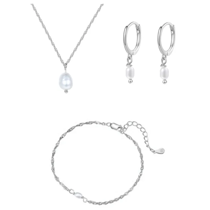 Pearl Jewelry Set Sterling Silver Hey Happiness Rings Pearl Jewelry Set Sterling Silver Hey Happiness Rings