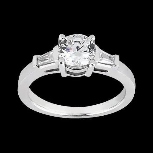 Rings 120 Ct Natural Earth Mined Diamonds Three Stone Wedding Ring Round Baguette Cut GB Rings 120 Ct Natural Earth Mined Diamonds Three Stone Wedding Ring Round Baguette Cut GB