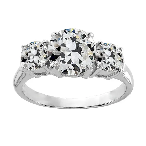 Rings 14K Gold 3 Stone Ring Round Old Mine Cut Natural Earth Mined Diamond Prong Set 4 Carats HarryChadEntcom Rings 14K Gold 3 Stone Ring Round Old Mine Cut Natural Earth Mined Diamond Prong Set 4 Carats HarryChadEntcom