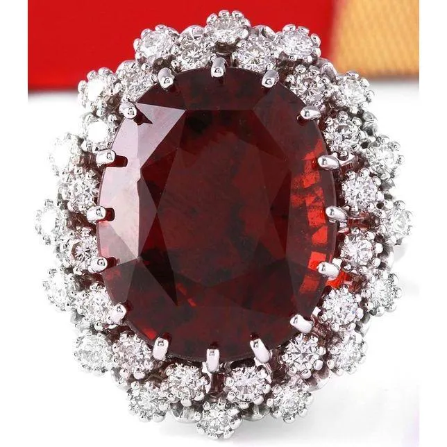 Rings 2175 Ct Hessonite Garnet And Natural Earth Mined Diamonds Wedding Ring 14K White Gold GB Rings 2175 Ct Hessonite Garnet And Natural Earth Mined Diamonds Wedding Ring 14K White Gold GB