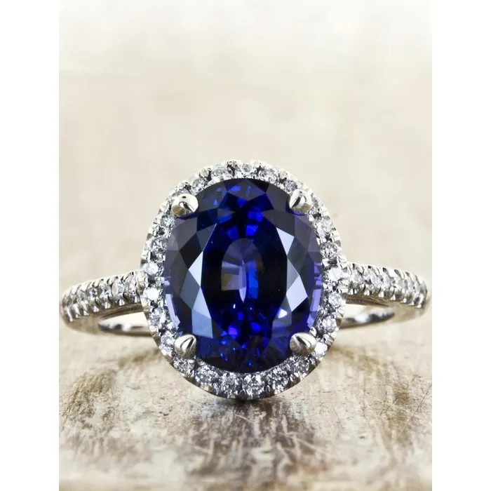 Rings 375 Carats Oval Ceylon Sapphire With Round Natural Earth Mined Diamonds Engagement Ring GB Rings 375 Carats Oval Ceylon Sapphire With Round Natural Earth Mined Diamonds Engagement Ring GB