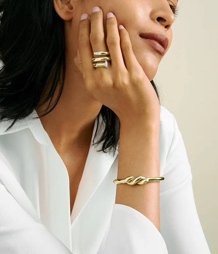 Rings David Webb Large Diamond Nail Ring Polished 18K Gold Rings David Webb Large Diamond Nail Ring Polished 18K Gold