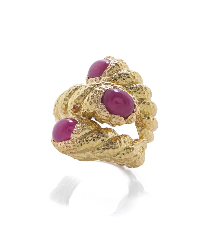 Rings David Webb Triple Rope Ring Ruby