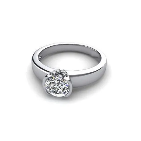 Rings GB 150 Ct Round Cut Natural Earth Mined Diamond Engagement Ring 14K White Gold