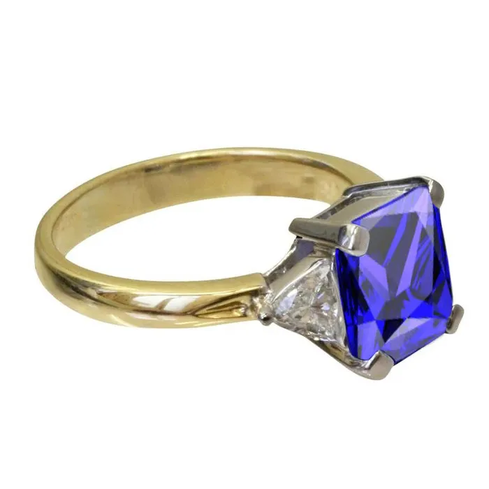 Rings GB 3Stone Princess Cut Tanzanite Natural Earth Mined Diamond 350 Carats Two Tone Ring Rings GB 3Stone Princess Cut Tanzanite Natural Earth Mined Diamond 350 Carats Two Tone Ring