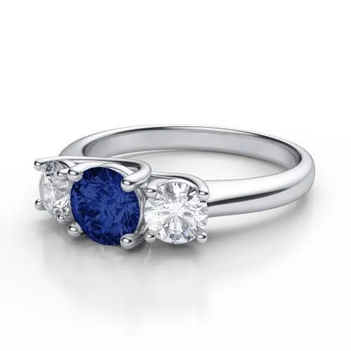 Rings GB Ceylon Blue Sapphire Natural Earth Mined Diamond 3 Stone Ring White Gold 14K 35 Carats Rings GB Ceylon Blue Sapphire Natural Earth Mined Diamond 3 Stone Ring White Gold 14K 35 Carats