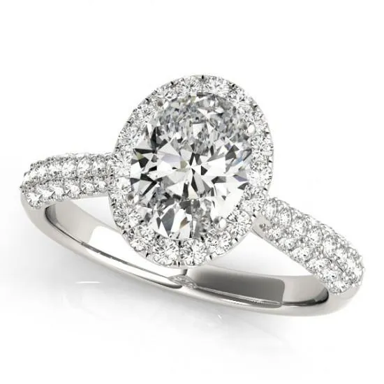 Rings GB Oval Halo Natural Earth Mined Diamond Engagement Ring 175 Carats White Gold 14K Jewelry