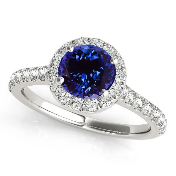 Rings GB Round Cut Tanzanite And Natural Earth Mined Diamonds 11 Ct Ring White Gold 14K Rings GB Round Cut Tanzanite And Natural Earth Mined Diamonds 11 Ct Ring White Gold 14K